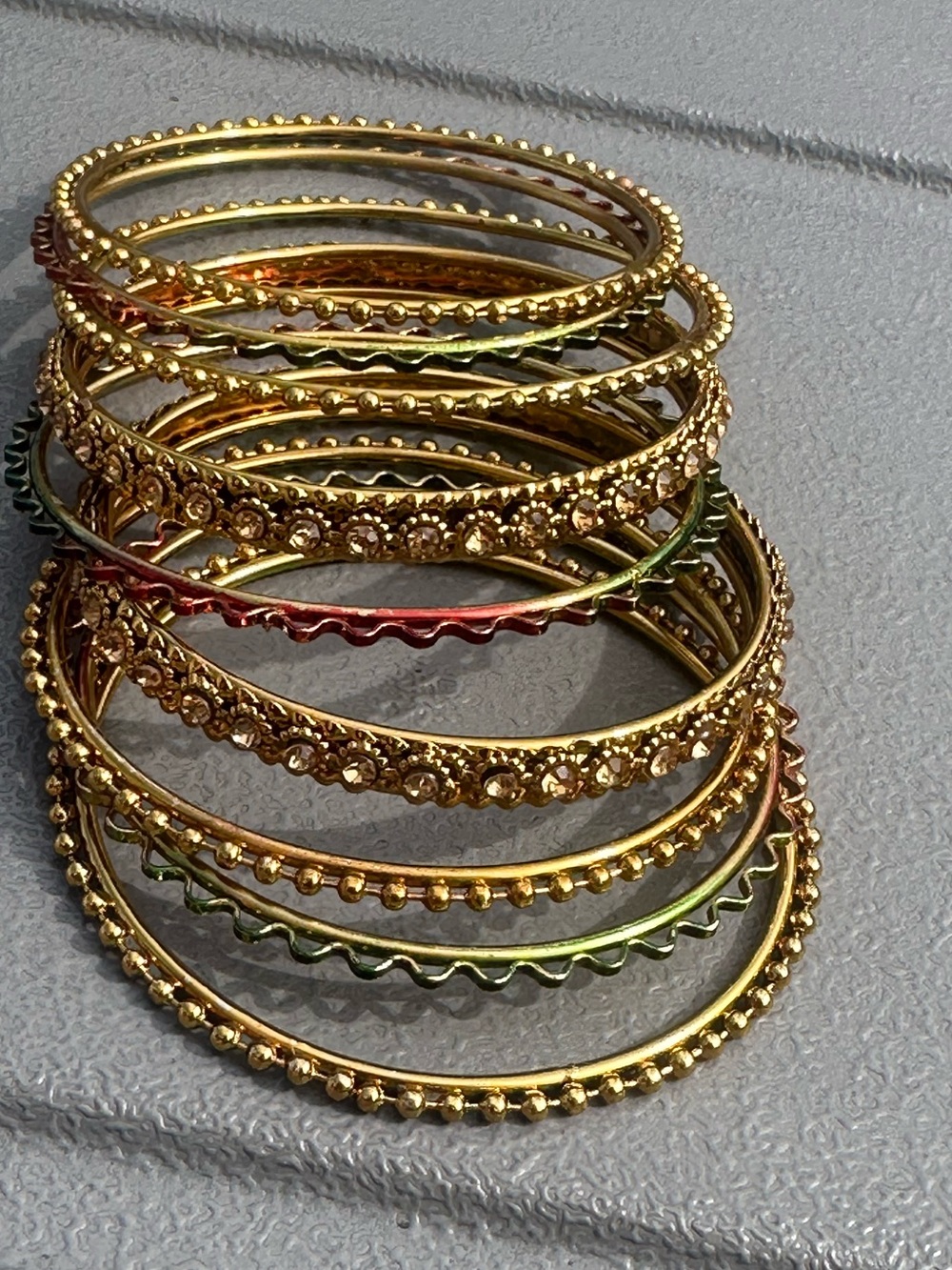 Rustic Gold Multicolor Bollywood Stackable Bangle /Bracelet Set